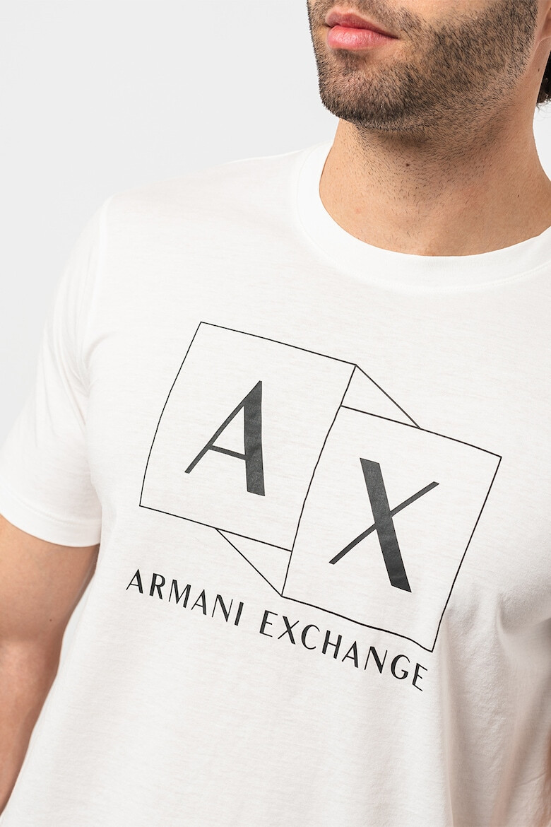 ARMANI EXCHANGE Tricou de bumbac cu decolteu la baza gatului - Pled.ro