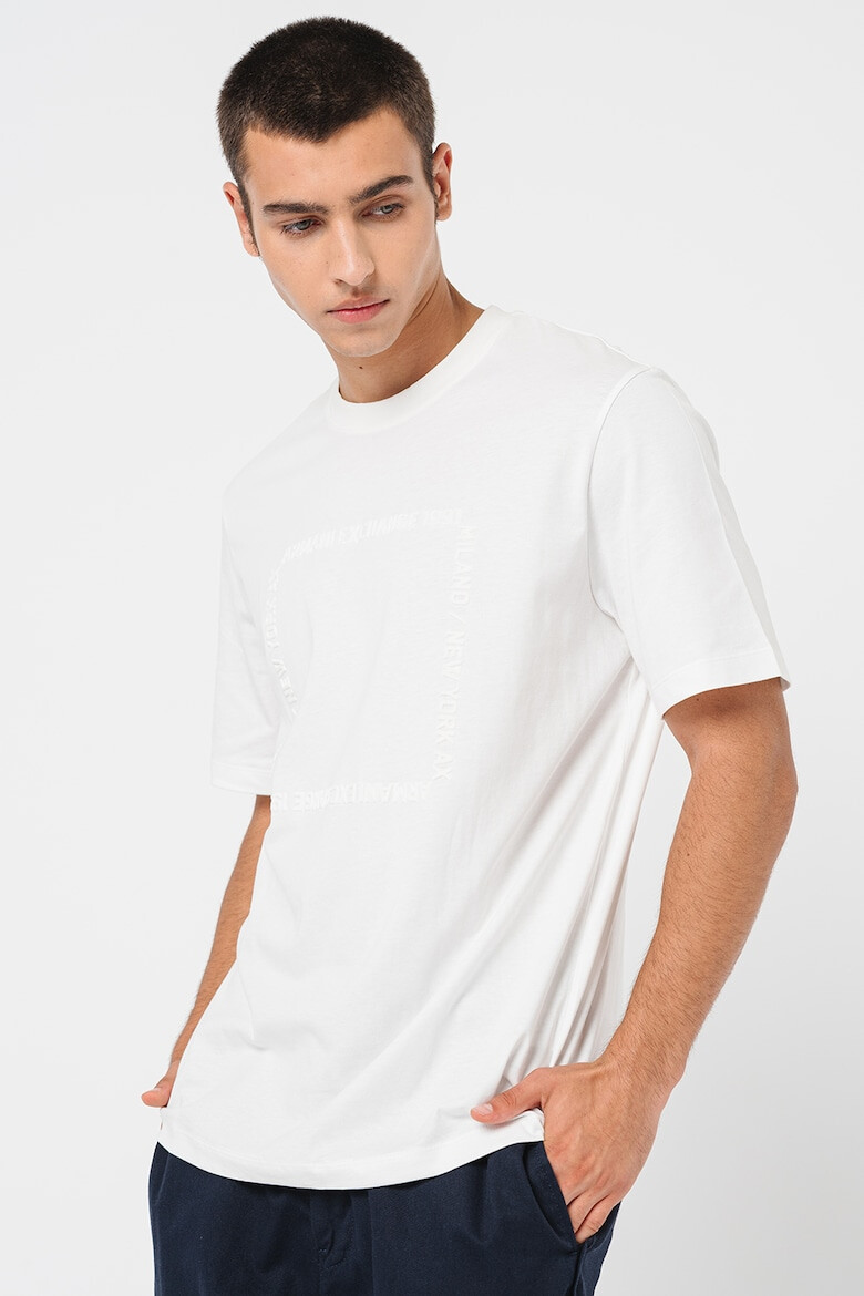 ARMANI EXCHANGE Tricou de bumbac cu decolteu la baza gatului - Pled.ro