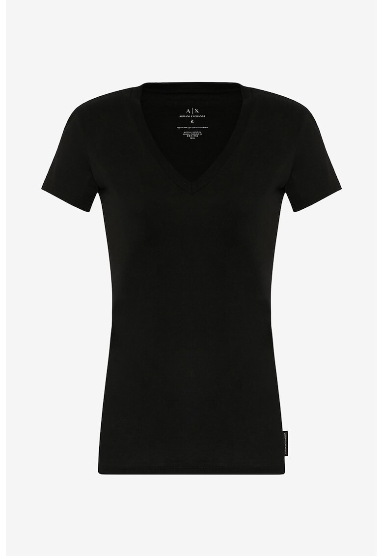 ARMANI EXCHANGE Tricou de bumbac pima cu decolteu in V - Pled.ro