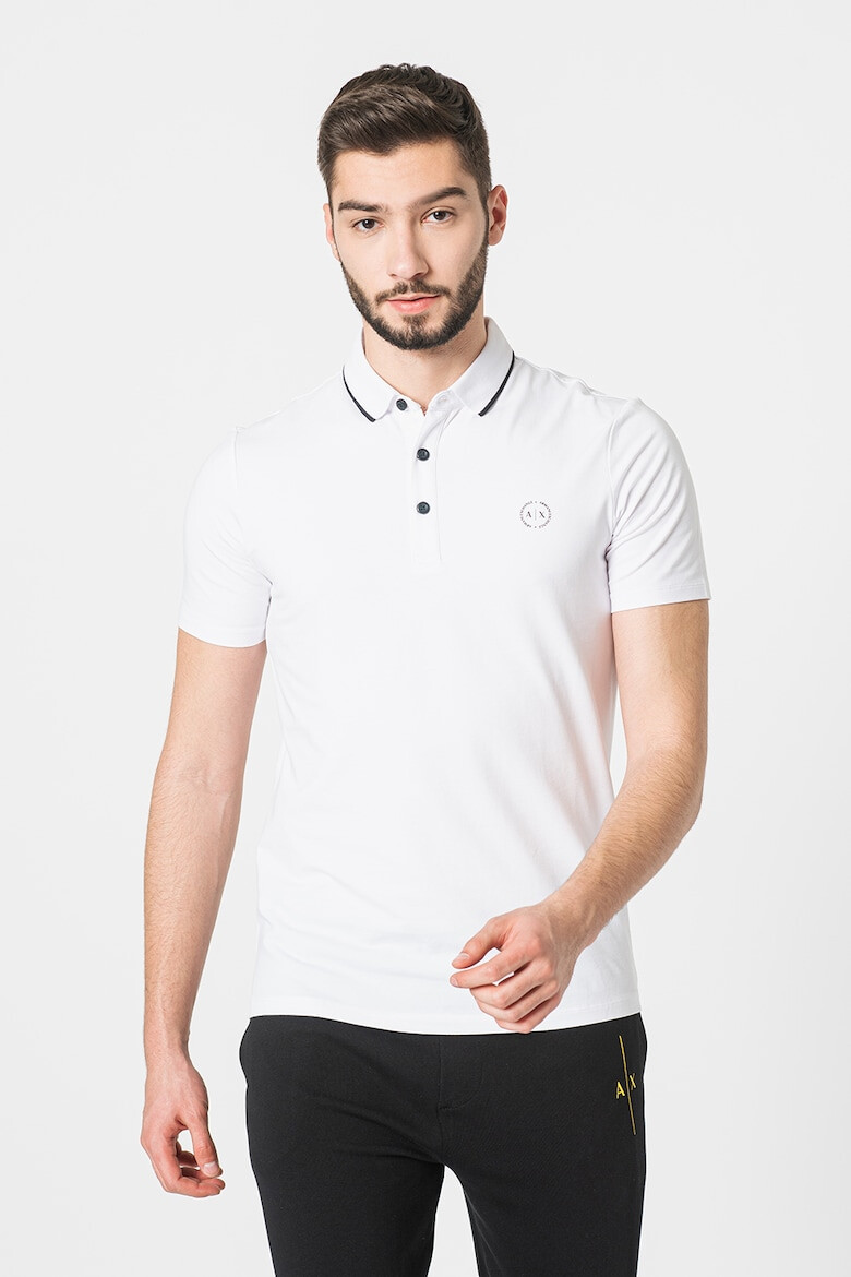 ARMANI EXCHANGE Tricou polo slim fit cu logo pe piept - Pled.ro