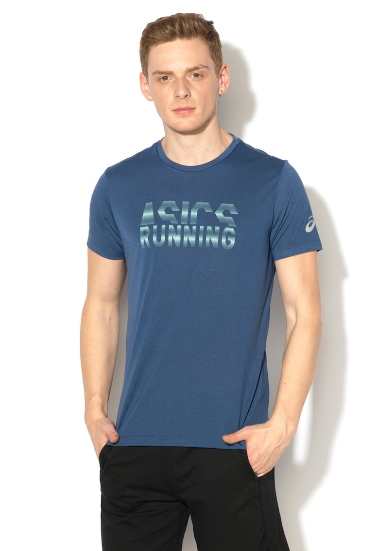 Asics Tricou cu imprimeu text pentru alergare - Pled.ro