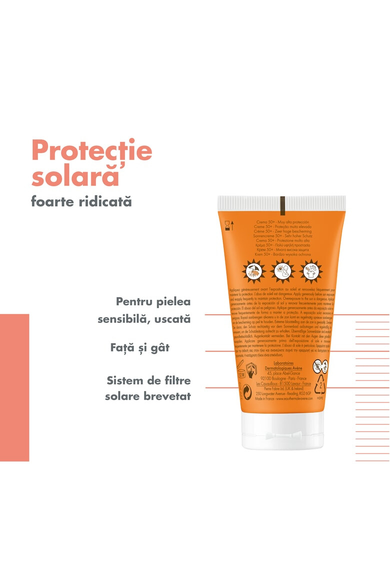 Avene Crema de fata cu protectie solara SPF 50+ TRIASORB pentru ten sensibil 50 ml - Pled.ro