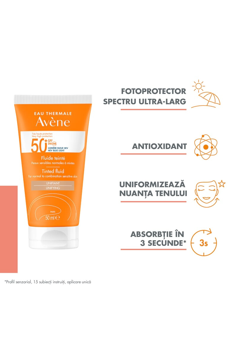 Avene Fluid nuantator cu protectie solara SPF 50+ TRIASORB pentru piele normala si mixta 50 ml - Pled.ro