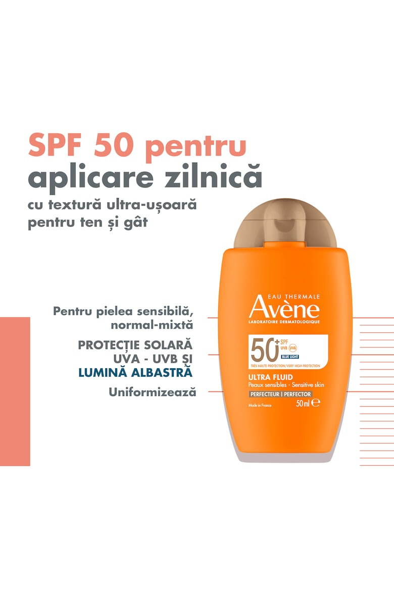 Avene Ultra Fluid nuantator cu protectie solara SPF 50+ TRIASORB pentru piele normala si mixta 50 ml - Pled.ro