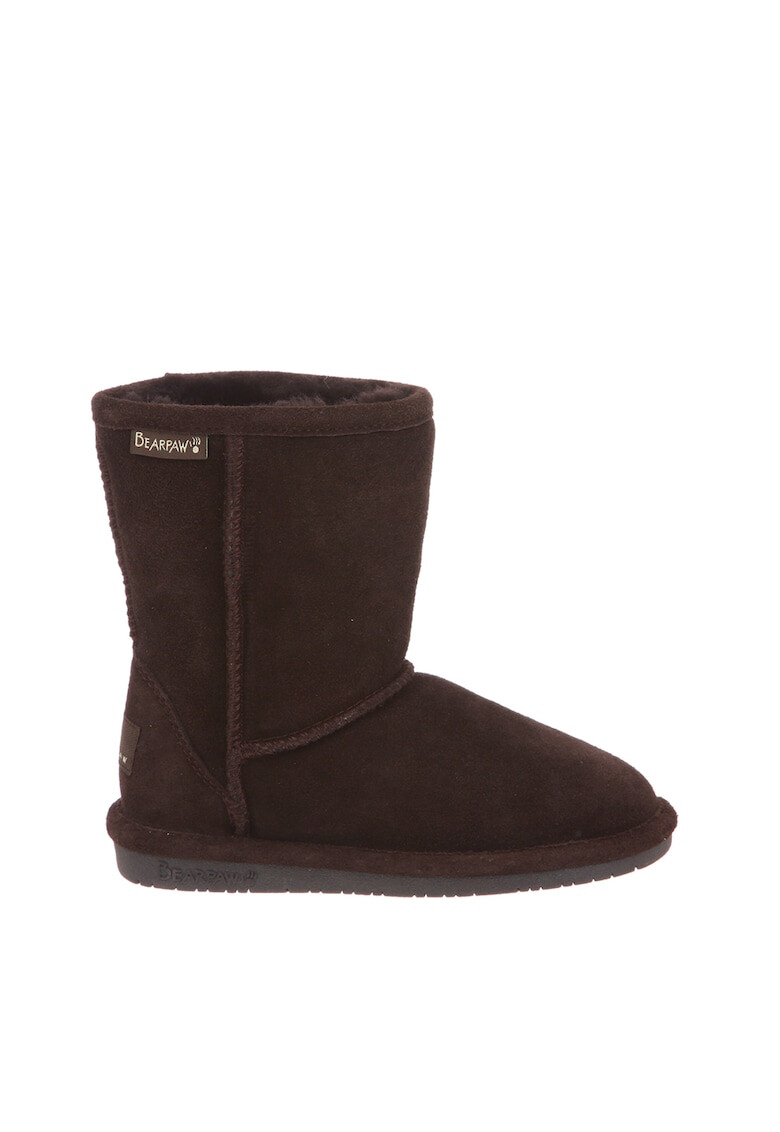 BEARPAW Cizme scurte maro inchis din piele intoarsa captusite cu fleece - Pled.ro