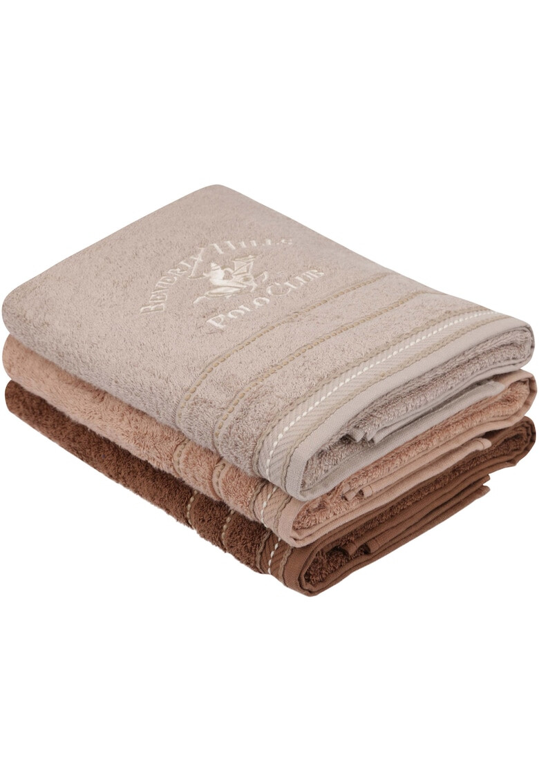 Beverly Hills Polo Club Set 3 prosoape 100% bumbac 480 gr/m² 70 x 140 cm maro inchis maro maro deschis - Pled.ro