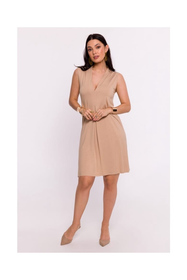 BeWear Rochie mini de dama Longer B286 cappuccino - Pled.ro