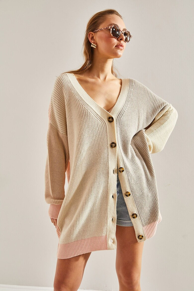 Bianco Lucci Cardigan supradimensionat cu decolteu in V - Pled.ro