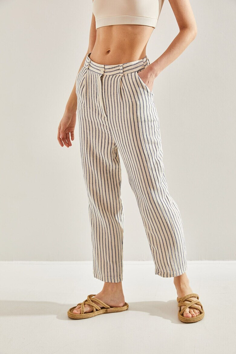 Bianco Lucci Pantaloni crop cu dungi - Pled.ro