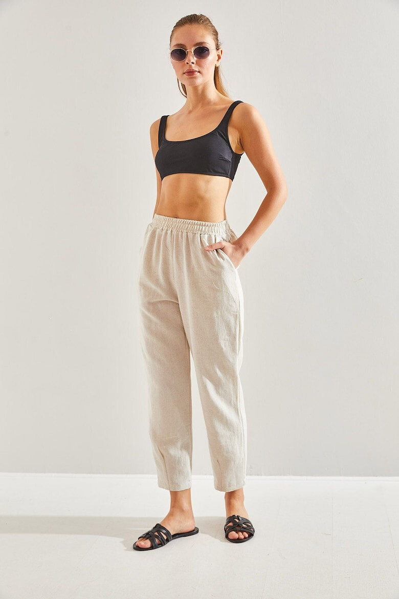 Bianco Lucci Pantaloni crop cu talie elastica - Pled.ro