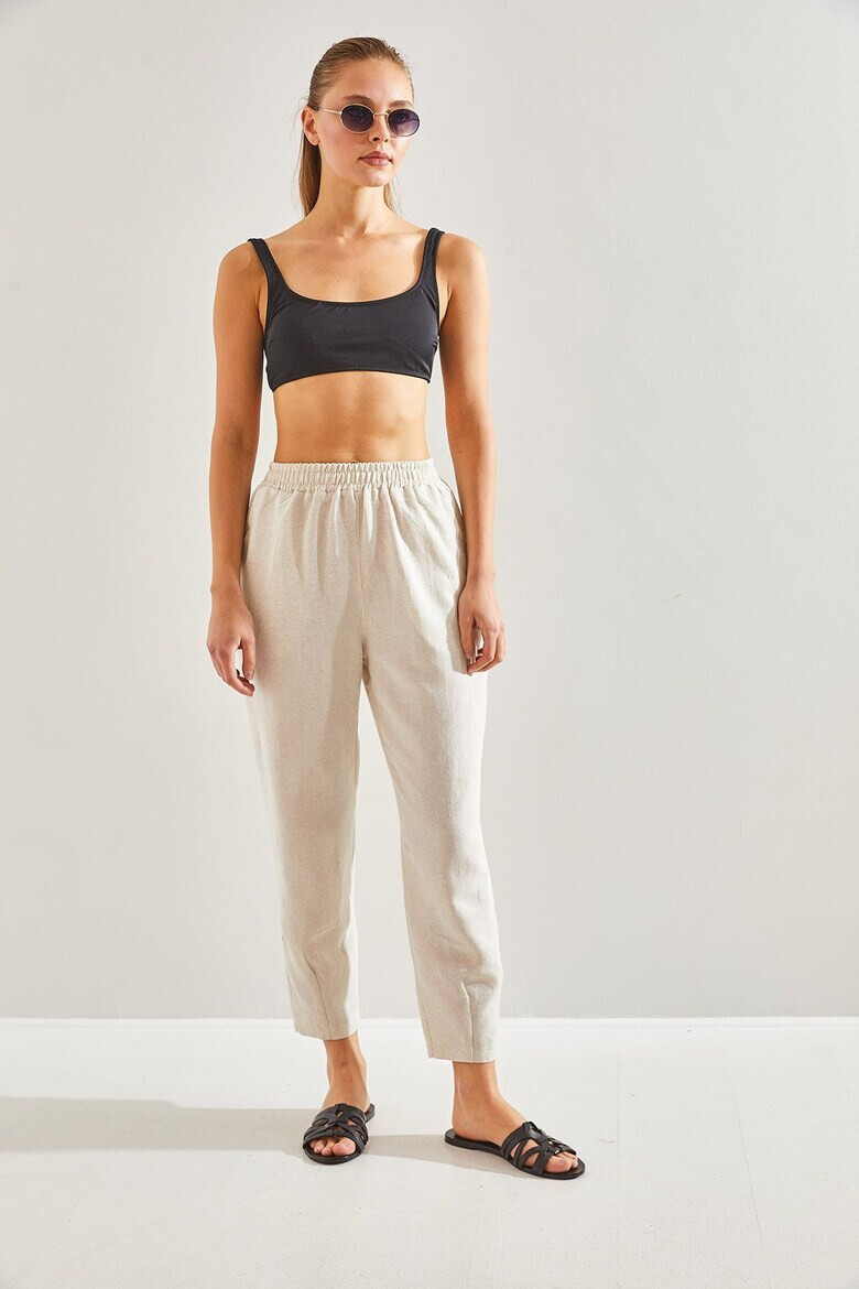 Bianco Lucci Pantaloni crop cu talie elastica - Pled.ro