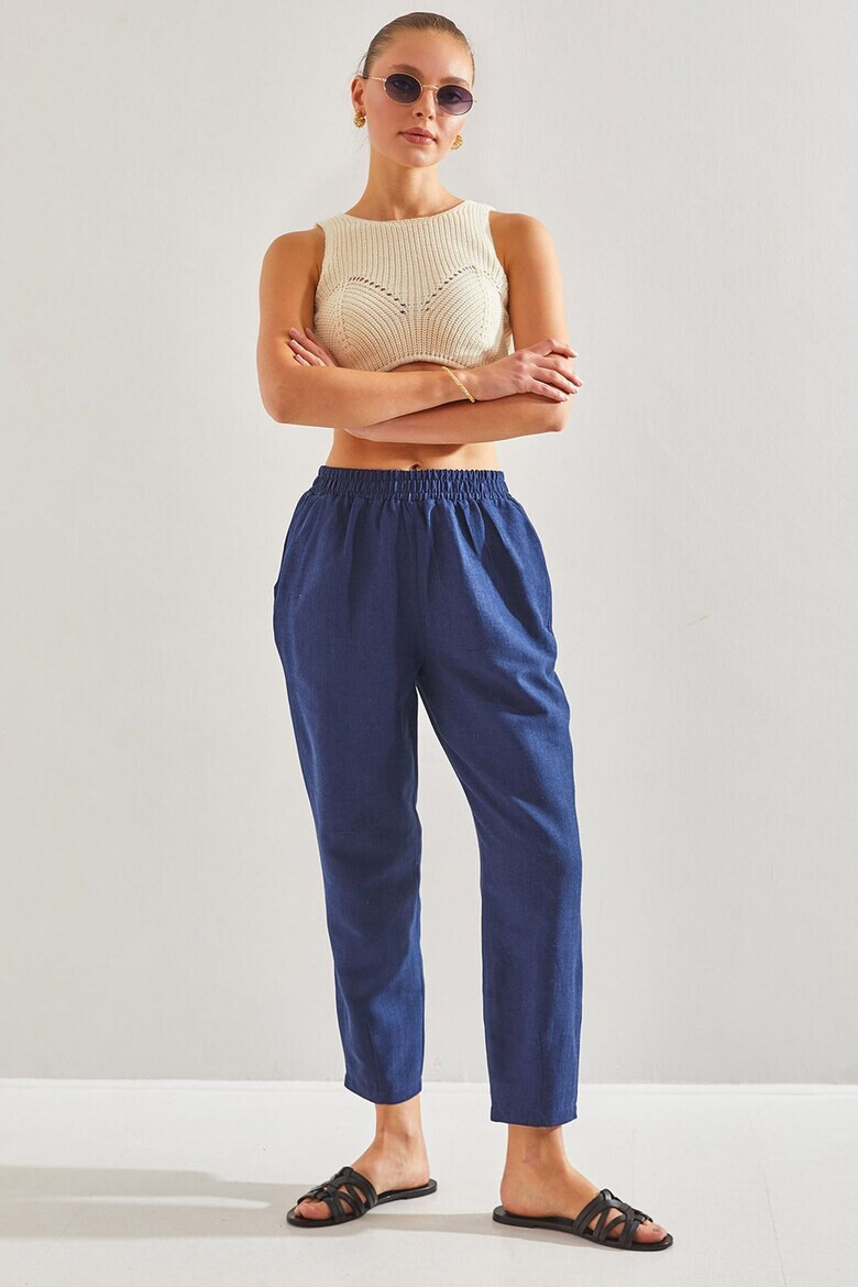 Bianco Lucci Pantaloni crop cu talie elastica - Pled.ro