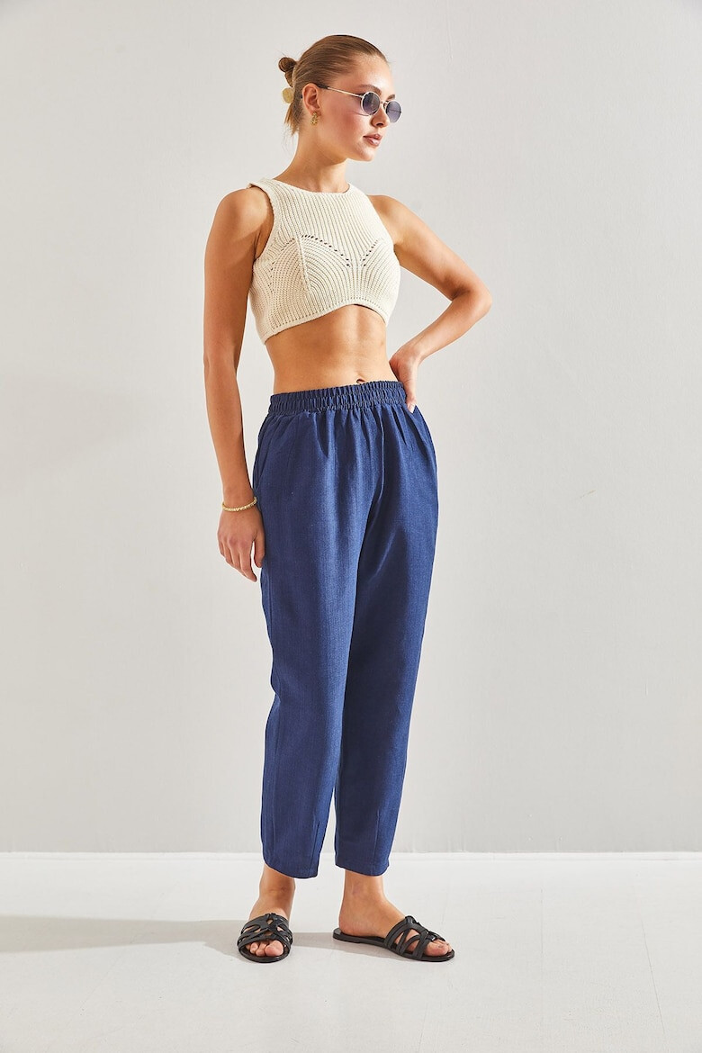 Bianco Lucci Pantaloni crop cu talie elastica - Pled.ro