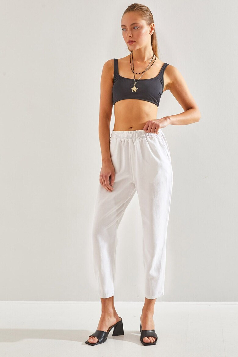 Bianco Lucci Pantaloni crop cu talie elastica - Pled.ro