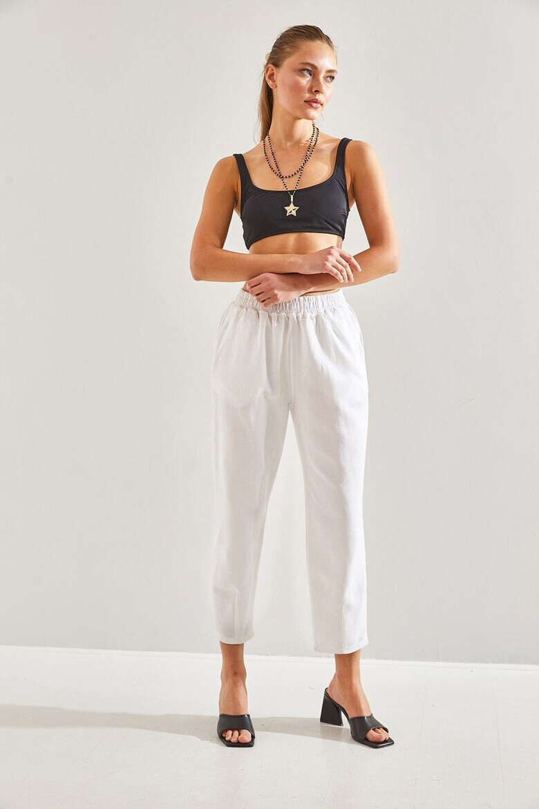 Bianco Lucci Pantaloni crop cu talie elastica - Pled.ro