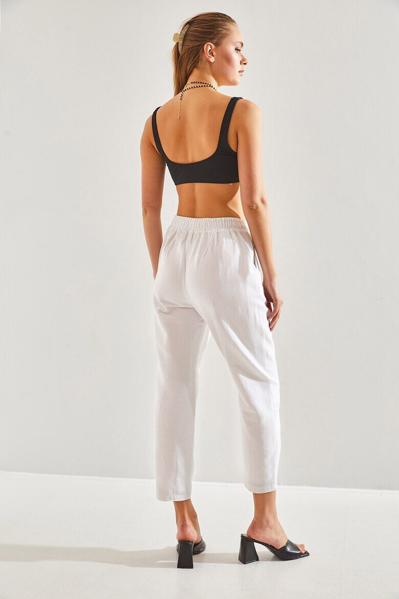 Bianco Lucci Pantaloni crop cu talie elastica - Pled.ro