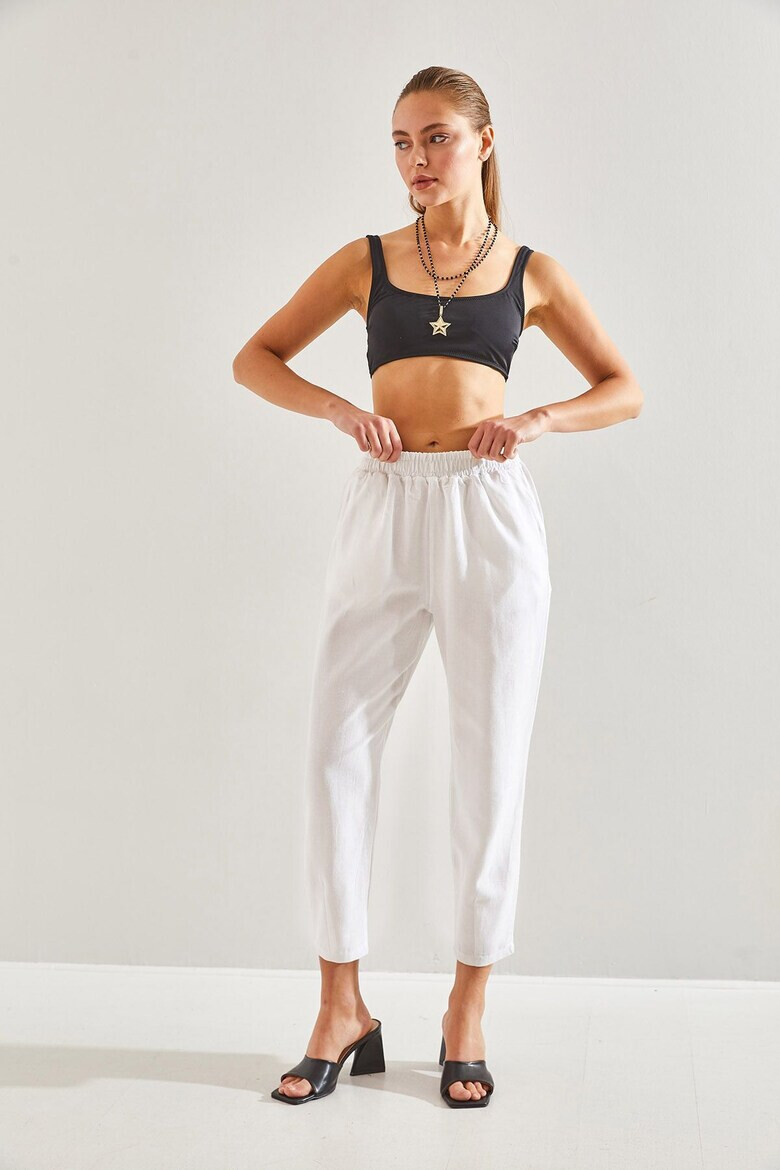 Bianco Lucci Pantaloni crop cu talie elastica - Pled.ro