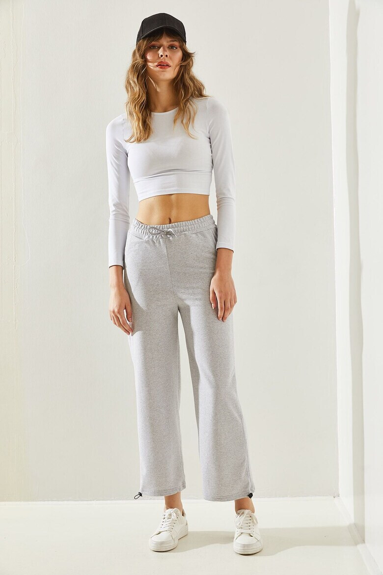 Bianco Lucci Pantaloni crop de trening cu snururi - Pled.ro