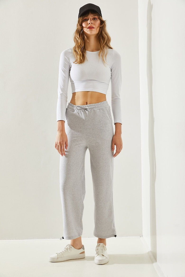 Bianco Lucci Pantaloni crop de trening cu snururi - Pled.ro