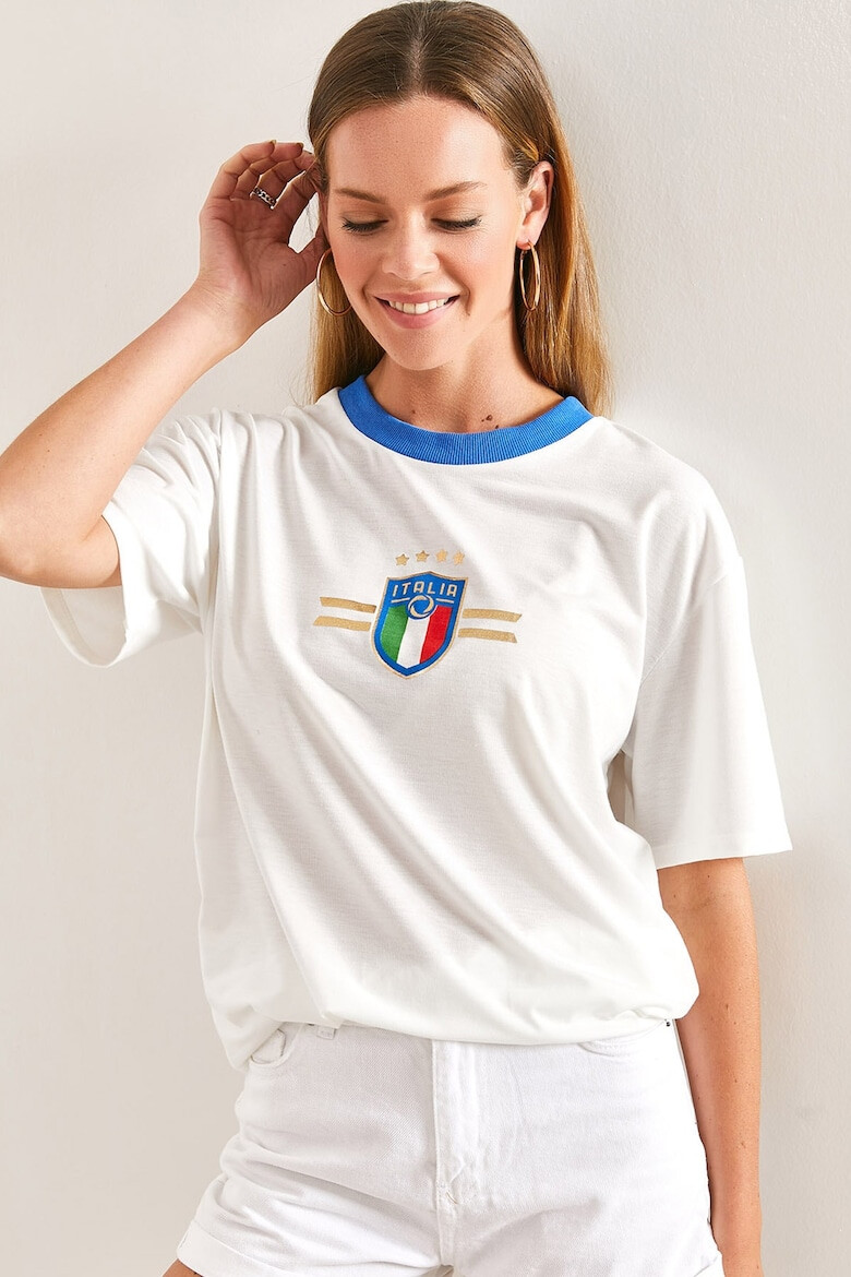 Bianco Lucci Tricou cu decolteu contrastant - Pled.ro