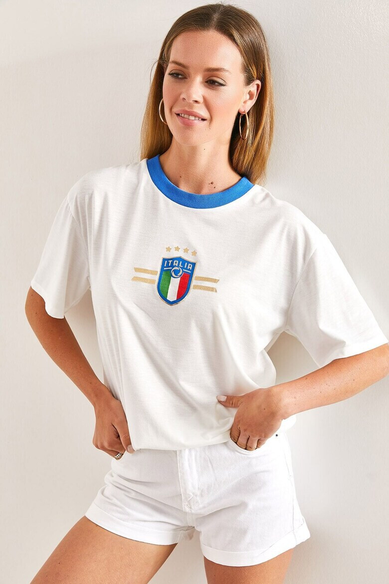 Bianco Lucci Tricou cu decolteu contrastant - Pled.ro