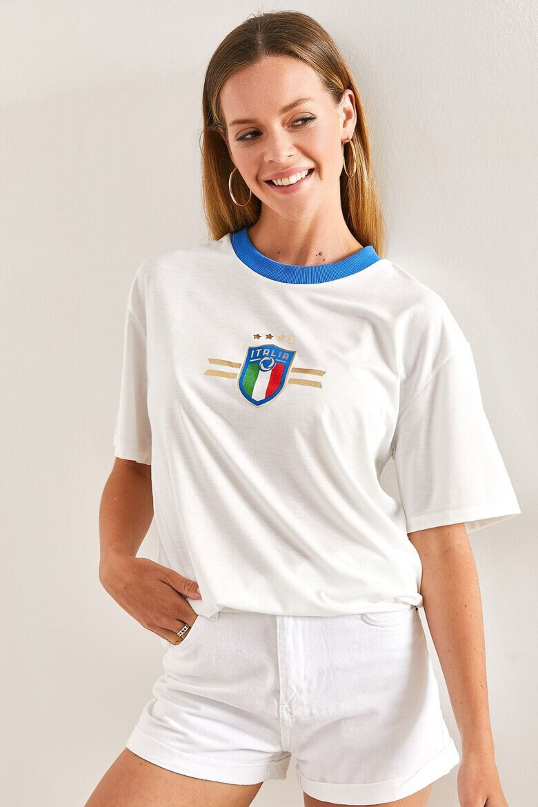 Bianco Lucci Tricou cu decolteu contrastant - Pled.ro