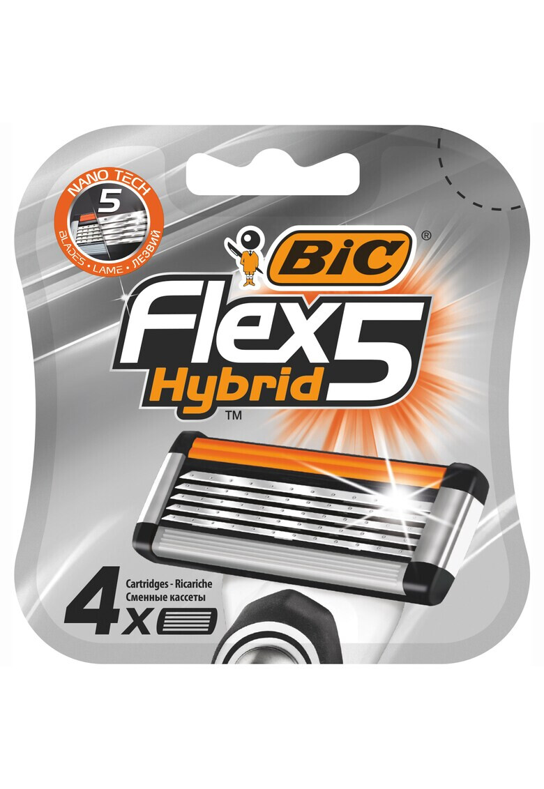 Bic Rezerve Aparat de Ras Hybrid pentru barbati Flex 5 5 lame pachet standard 4 bucati - Pled.ro