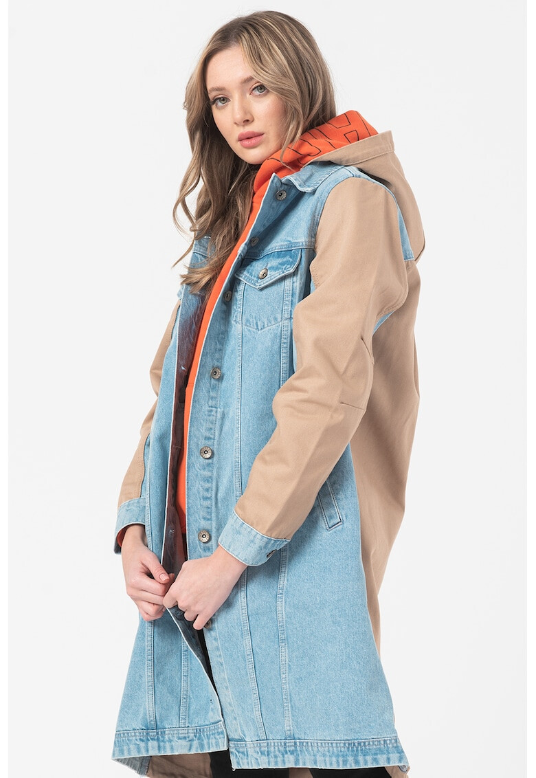 Big Star Jacheta parka lejera de denim cu model colorblock Azealia - Pled.ro