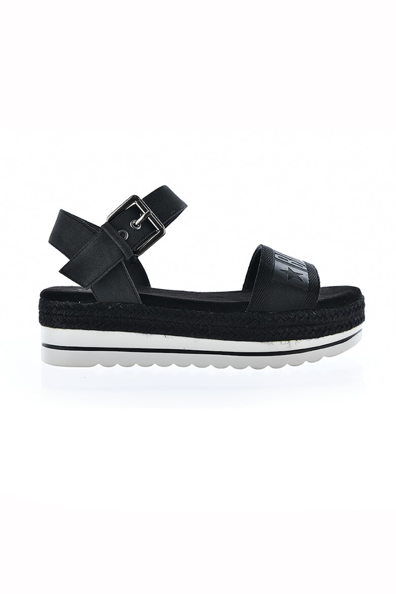 Big Star Sandale flatform de piele ecologica si material textil - Pled.ro