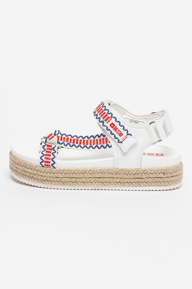 Big Star Sandale tip espadrile cu velcro si motive brodate - Pled.ro