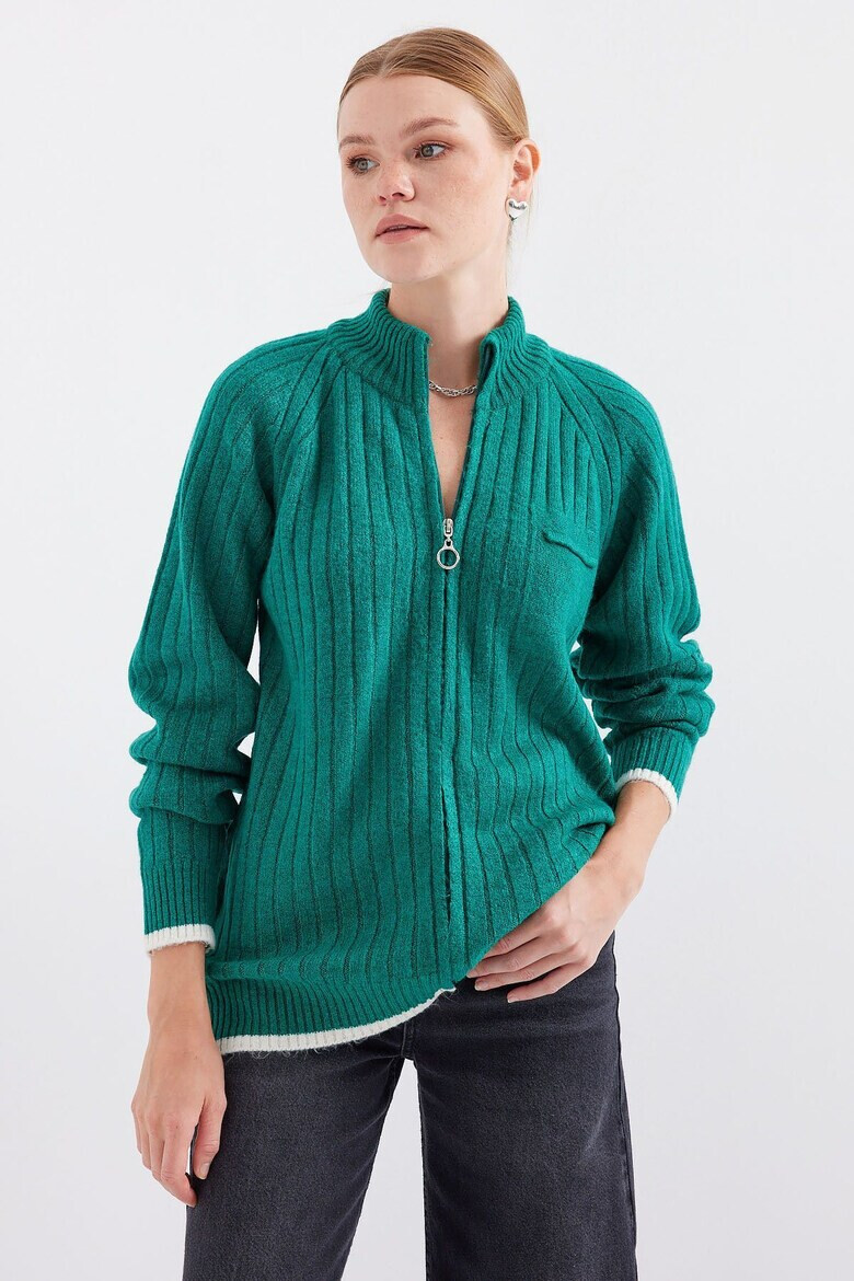 Bigdart Cardigan cu fermoar si maneci raglan - Pled.ro