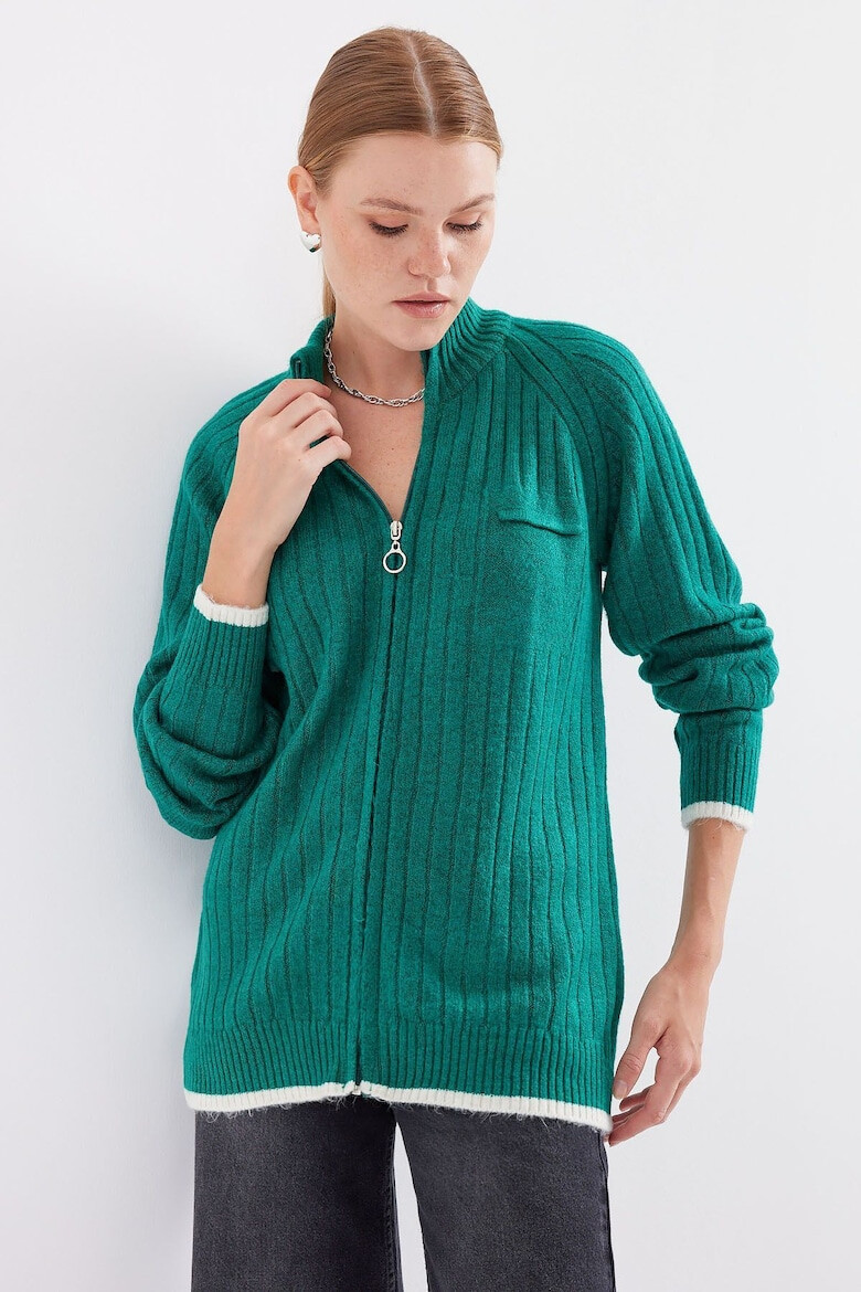 Bigdart Cardigan cu fermoar si maneci raglan - Pled.ro