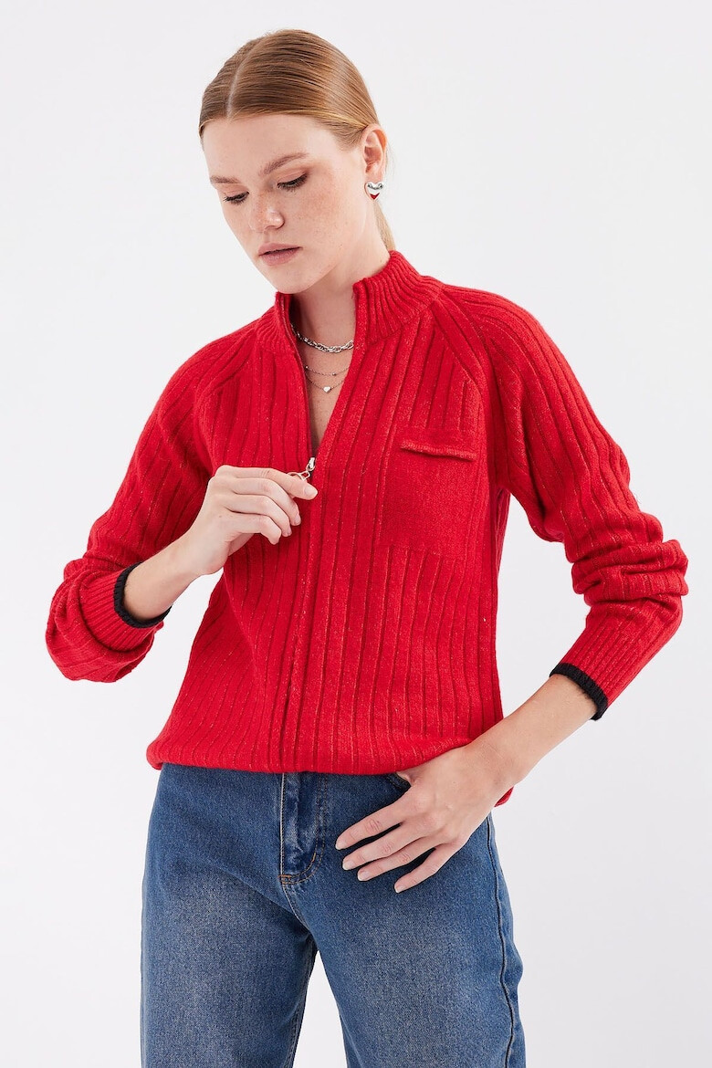 Bigdart Cardigan cu fermoar si maneci raglan - Pled.ro