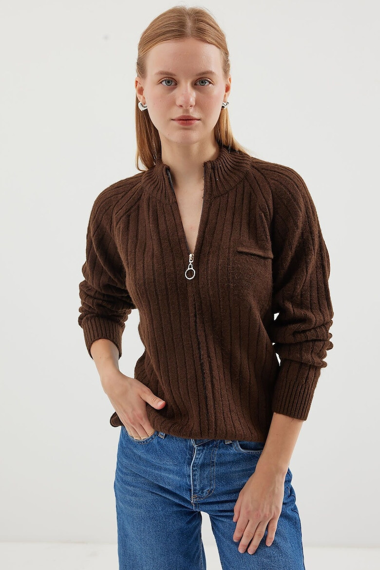 Bigdart Cardigan cu fermoar si maneci raglan - Pled.ro