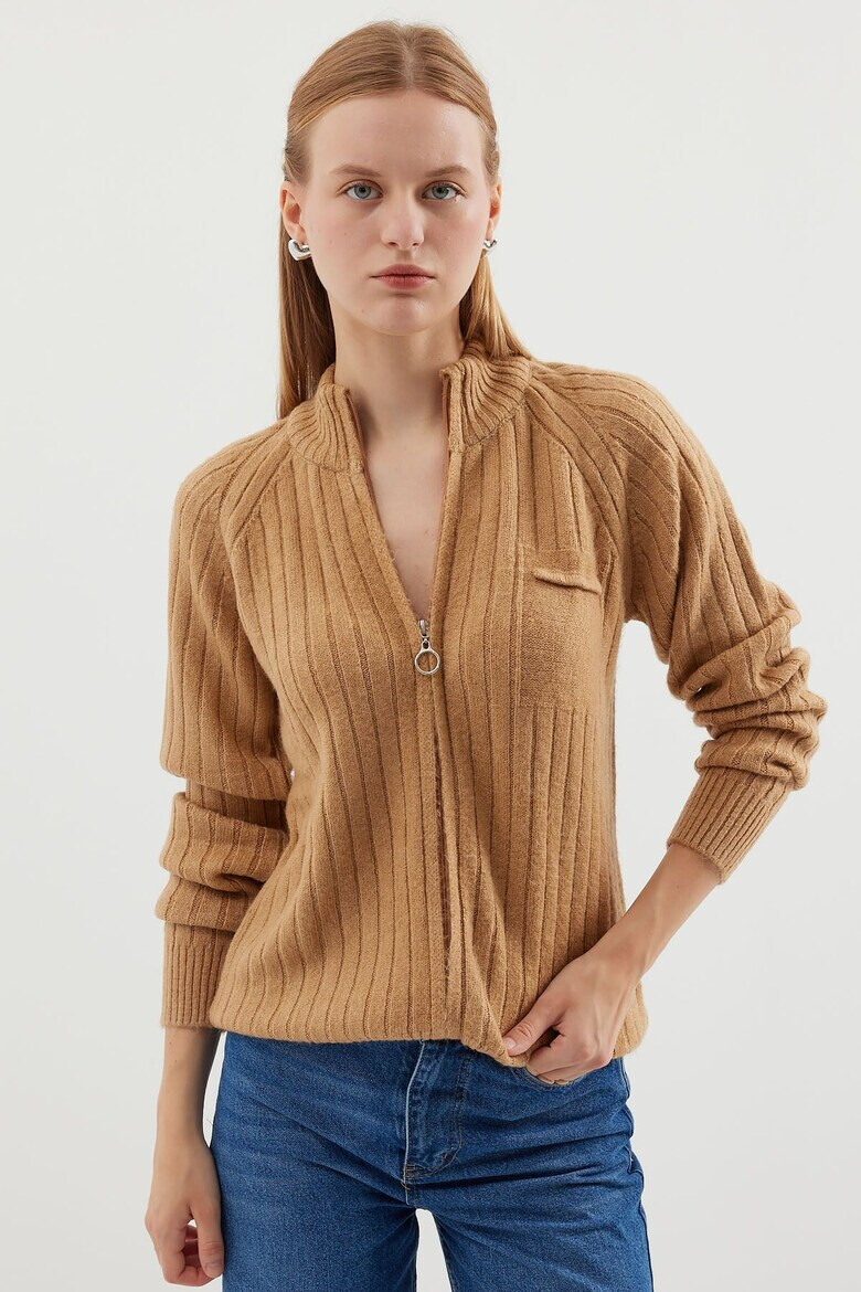 Bigdart Cardigan cu fermoar si maneci raglan - Pled.ro