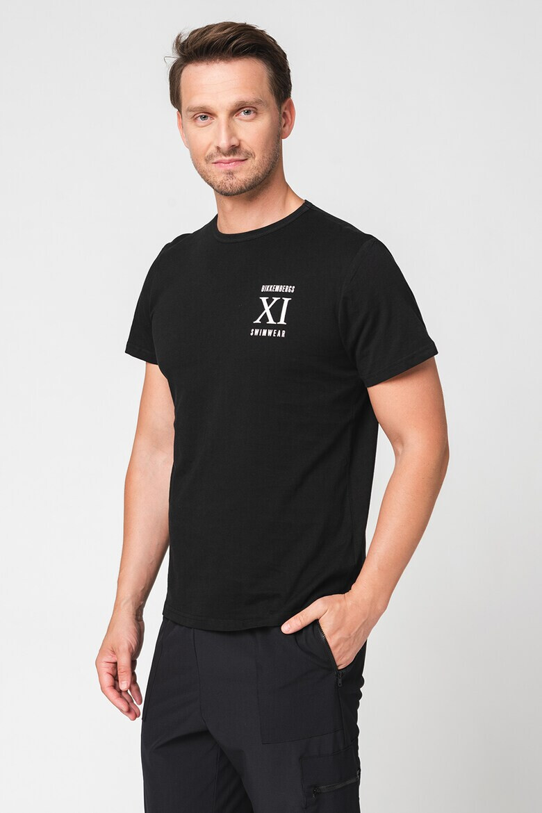 Bikkembergs Tricou de casa cu decolteu la baza gatului si imprimeu logo - Pled.ro