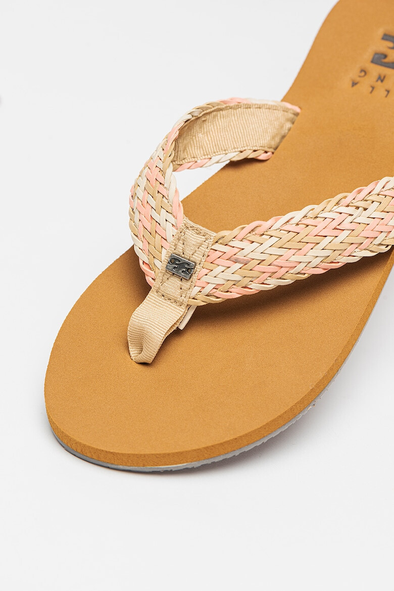 Billabong Papuci flip-flop de piele ecologica cu bareta cu aspect impletit Kai - Pled.ro