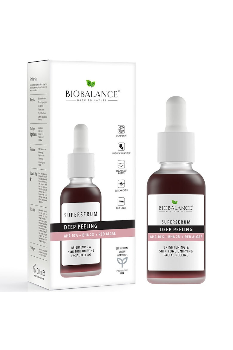 Bio Balance Super Serum exfoliere profunda cu AHA 10% + BHA 2% + extract de alge rosii pentru iluminarea si uniformizarea pielii 30 ml - Pled.ro