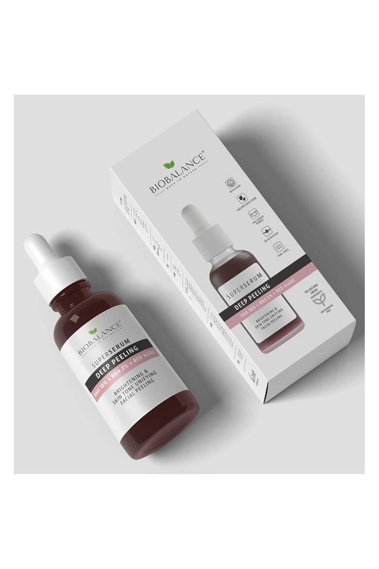 Bio Balance Super Serum exfoliere profunda cu AHA 10% + BHA 2% + extract de alge rosii pentru iluminarea si uniformizarea pielii 30 ml - Pled.ro