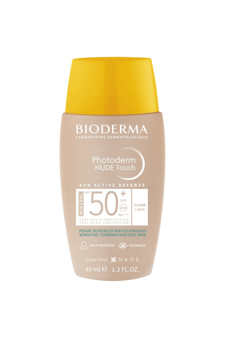 Bioderma Fluid cu protectie solara Photoderm Nude Touch Mineral SPF 50+ nuanta deschisa pentru ten mixt si gras 40 ml - Pled.ro