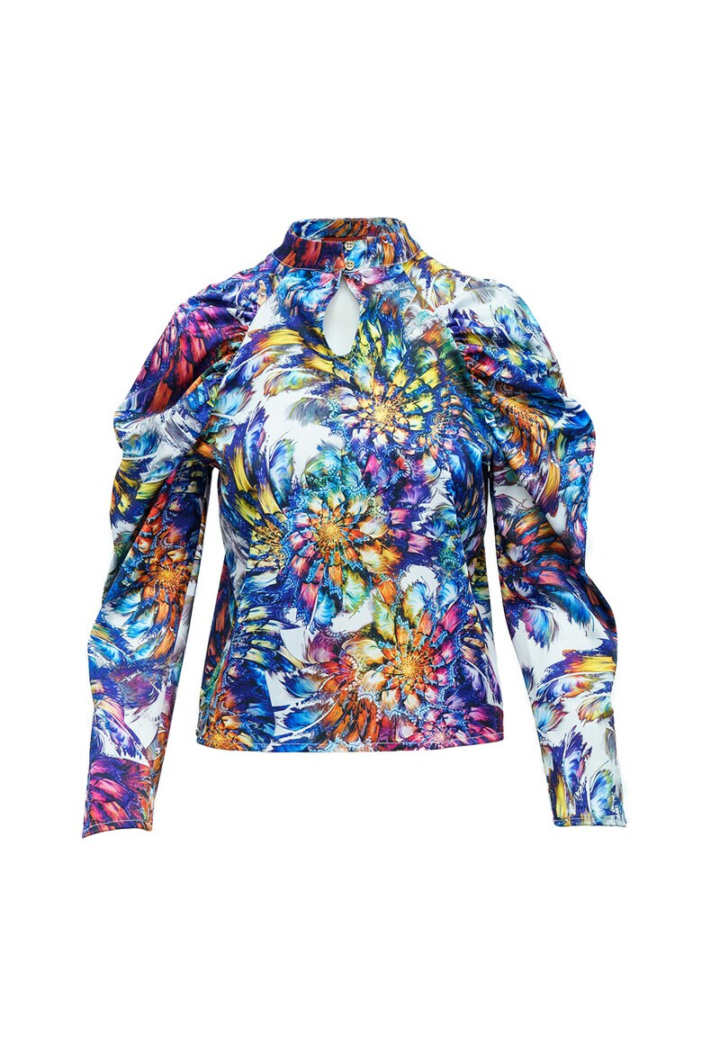 BITOLIA GALLERY Bluza cu imprimeu floral si maneci drapate Aquarella - Pled.ro