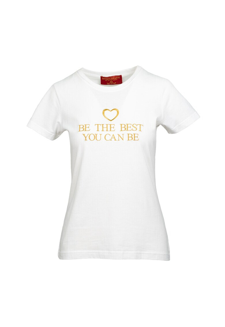 BITOLIA GALLERY Tricou cu broderie text - Pled.ro