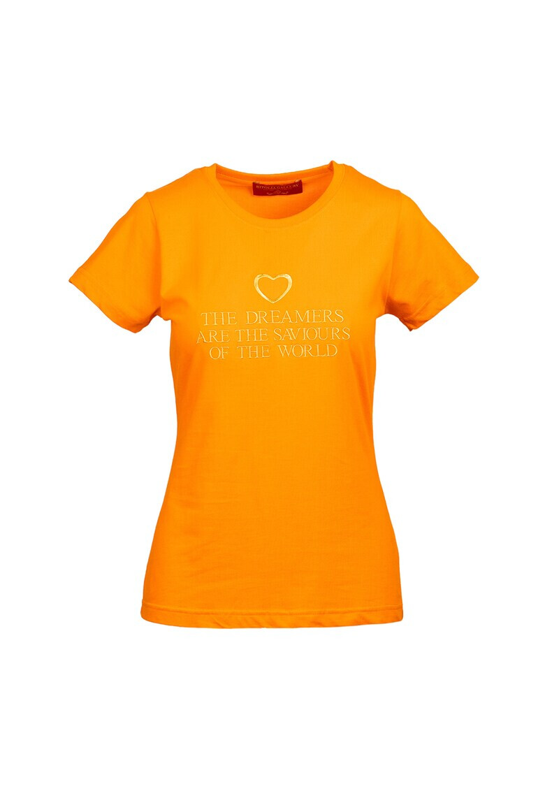 BITOLIA GALLERY Tricou cu broderie text - Pled.ro