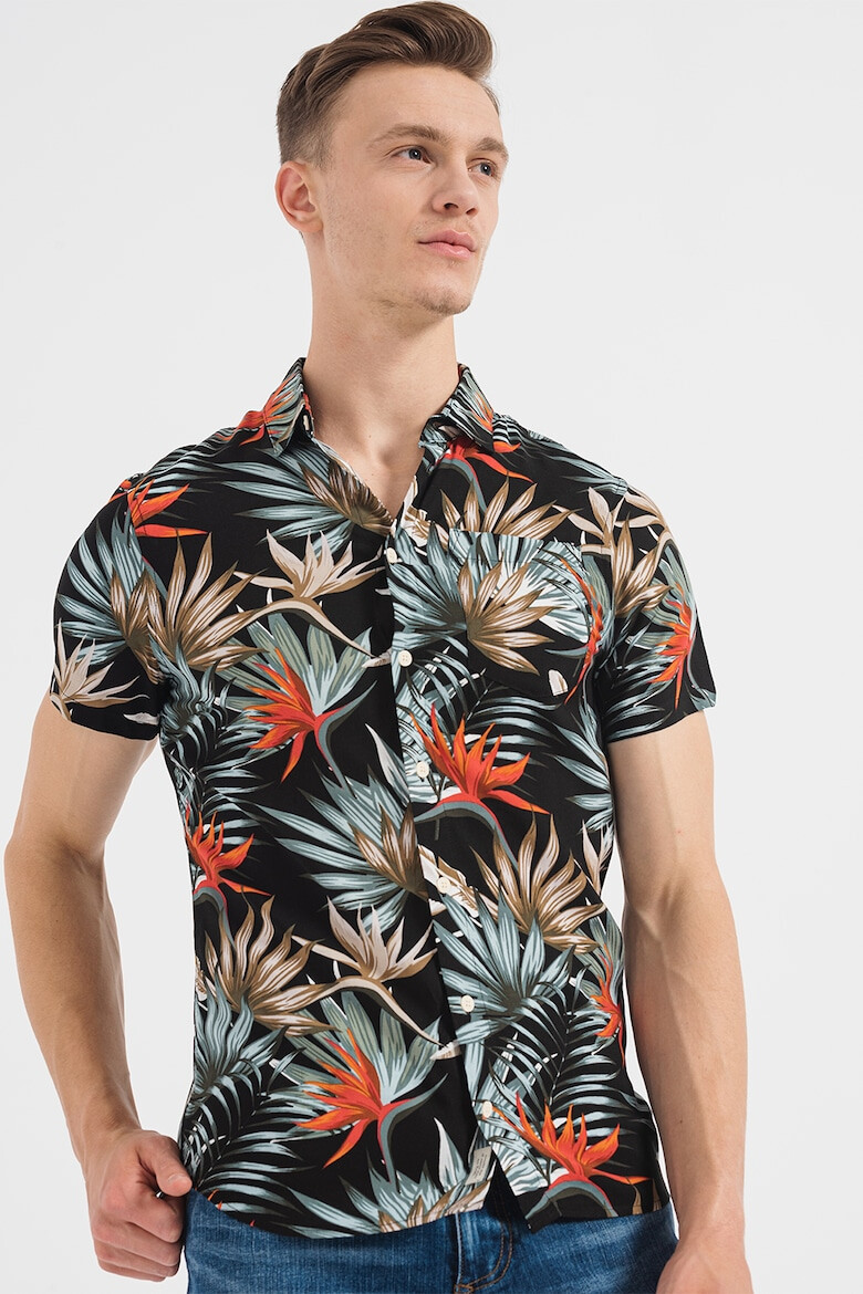 BLEND Camasa slim fit cu imprimeu tropical - Pled.ro