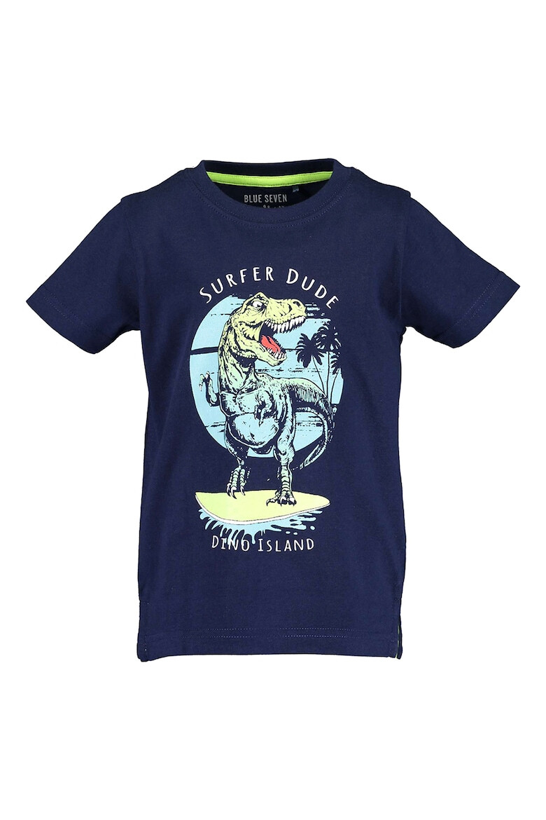 Blue Seven Tricou de bumbac cu decolteu la baza gatului si imprimeu grafic - Pled.ro