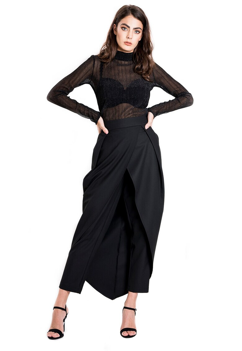 BLUZAT Pantaloni crop cu strast exterior asimetric - Pled.ro