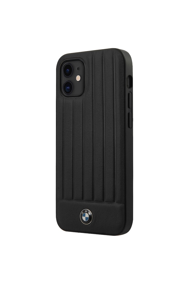 BMW Husa de protectie BMHCP12SPOCBK Leather Hot Stamp Vertical pentru iPhone 12 Mini Black - Pled.ro