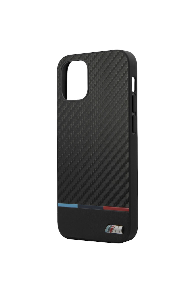 BMW Husa de protectie BMHCP12SPUCARTCBK Carbon Tricolor Line pentru iPhone 12 Mini Black - Pled.ro