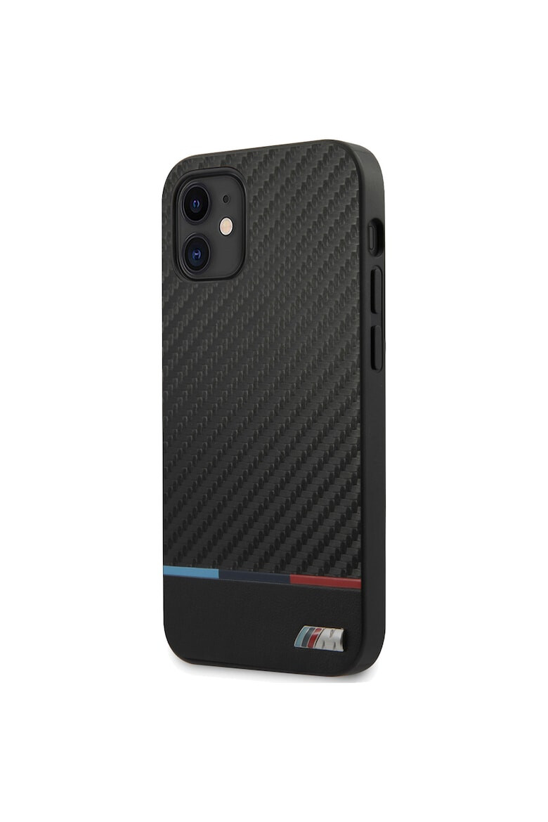 BMW Husa de protectie BMHCP12SPUCARTCBK Carbon Tricolor Line pentru iPhone 12 Mini Black - Pled.ro