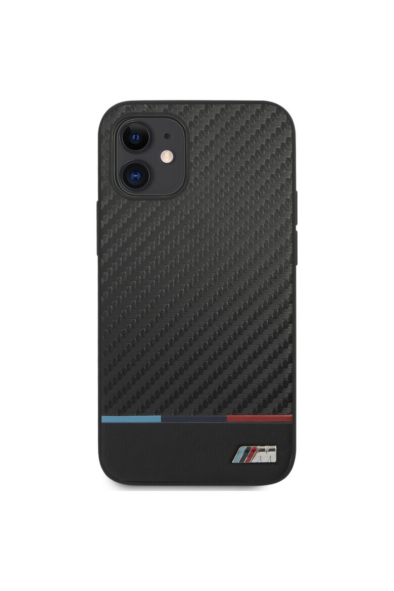 BMW Husa de protectie BMHCP12SPUCARTCBK Carbon Tricolor Line pentru iPhone 12 Mini Black - Pled.ro